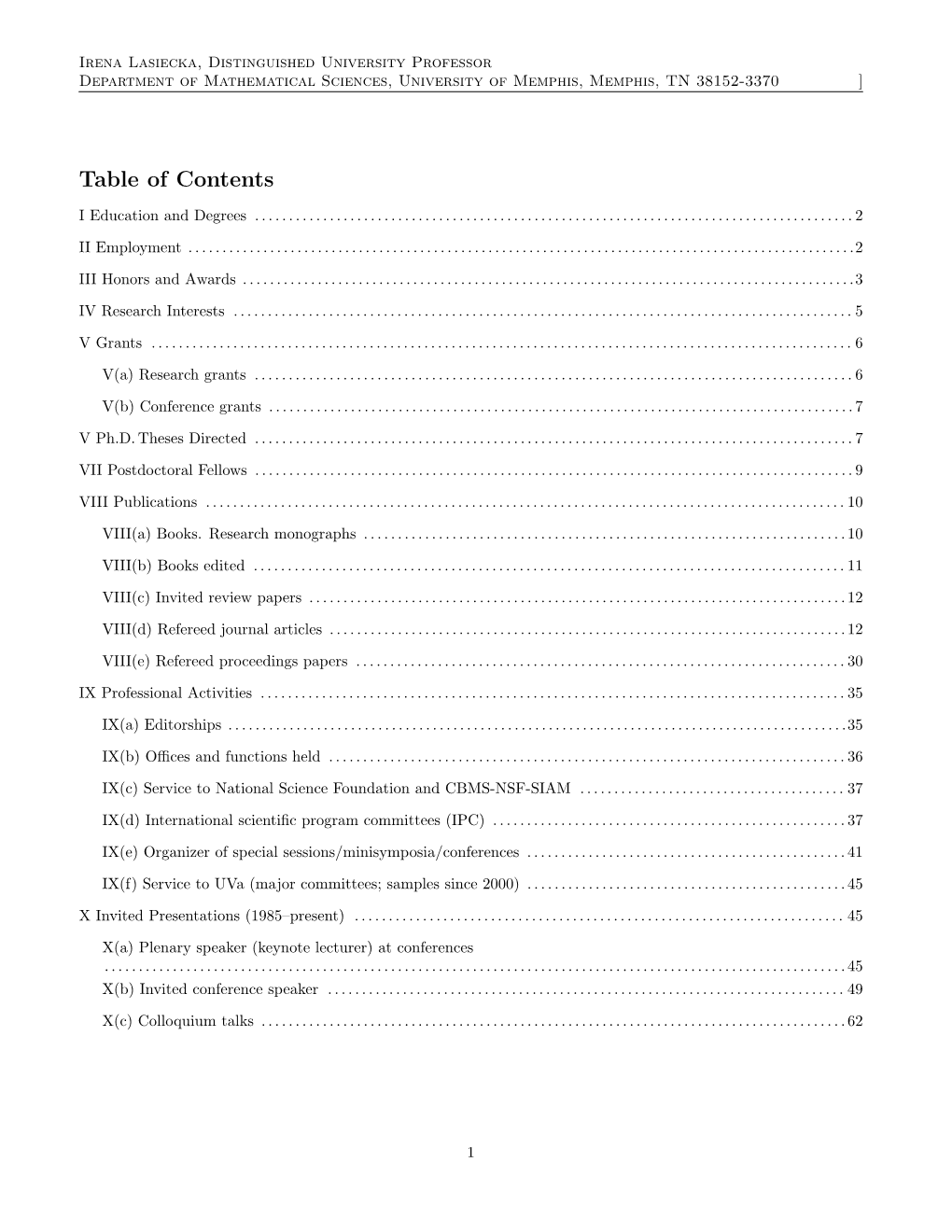 Table of Contents