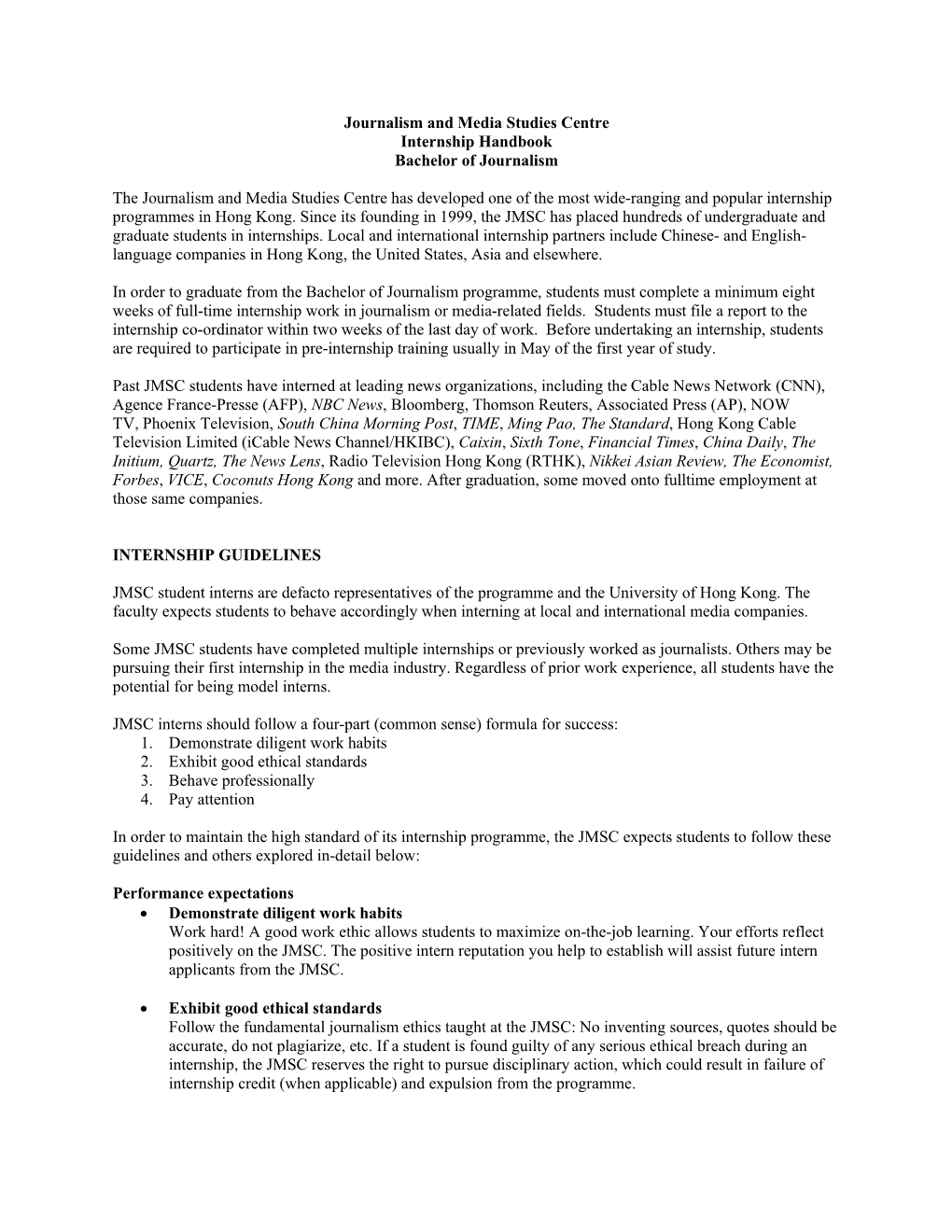 JMSC Internship Handbook