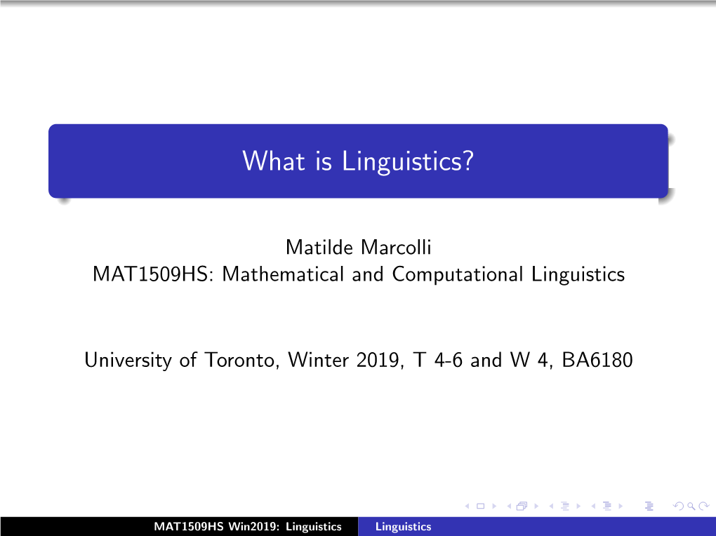 What Is Linguistics?