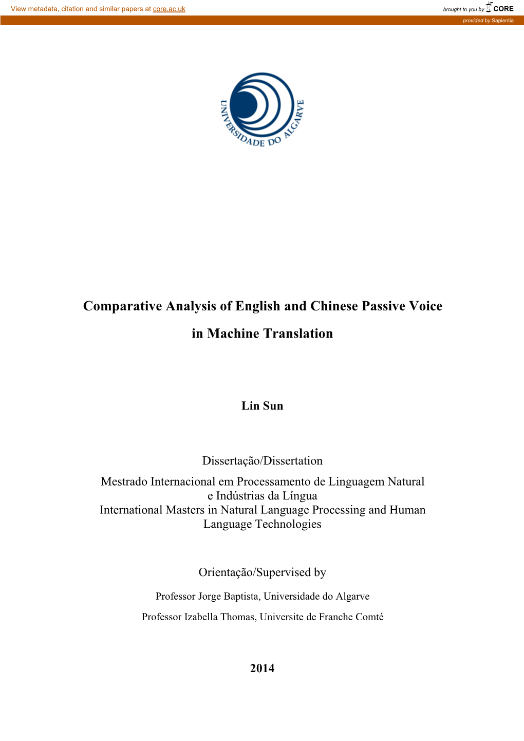 Comparative Analysis of English and Chinese Passive Voice in Machine Translation