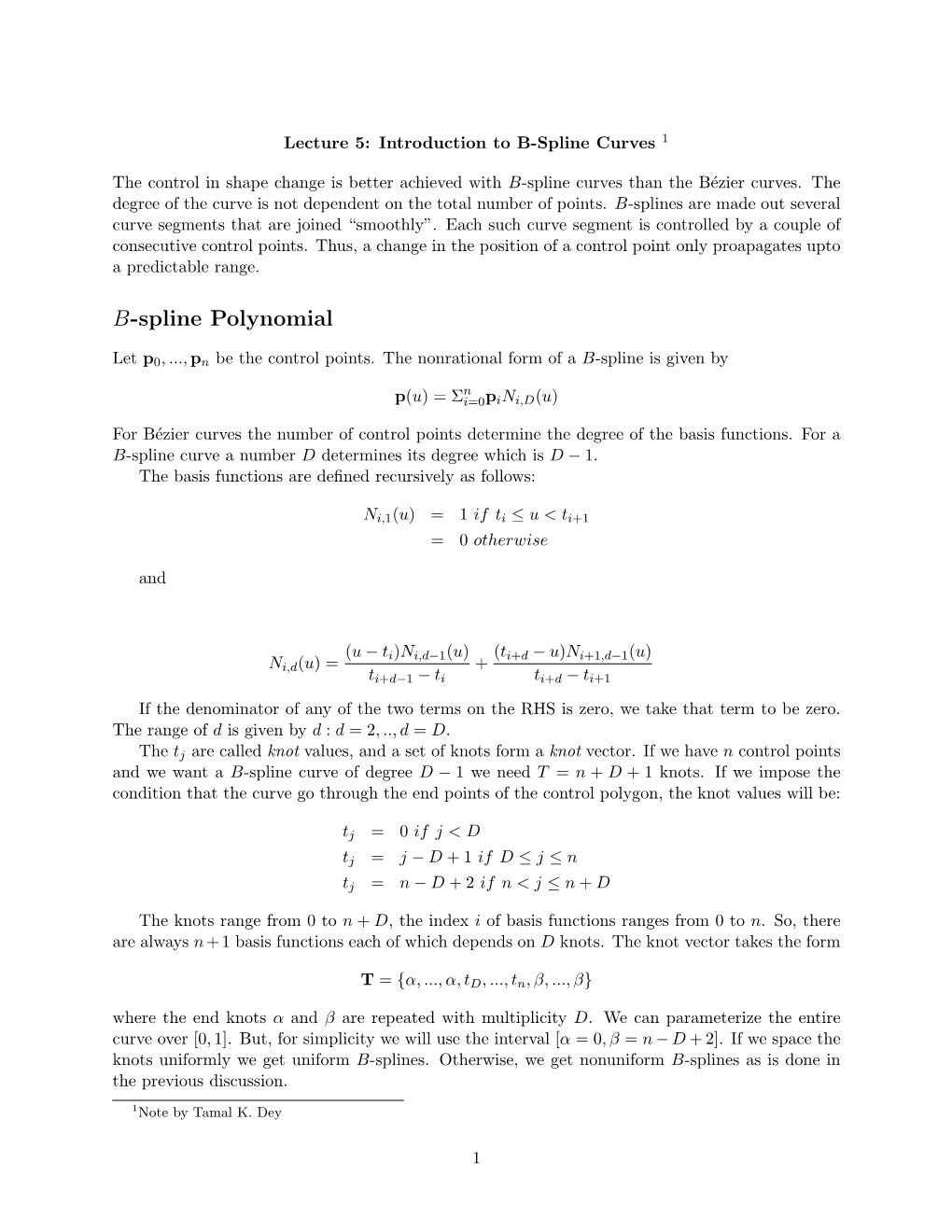 B-Spline Polynomial