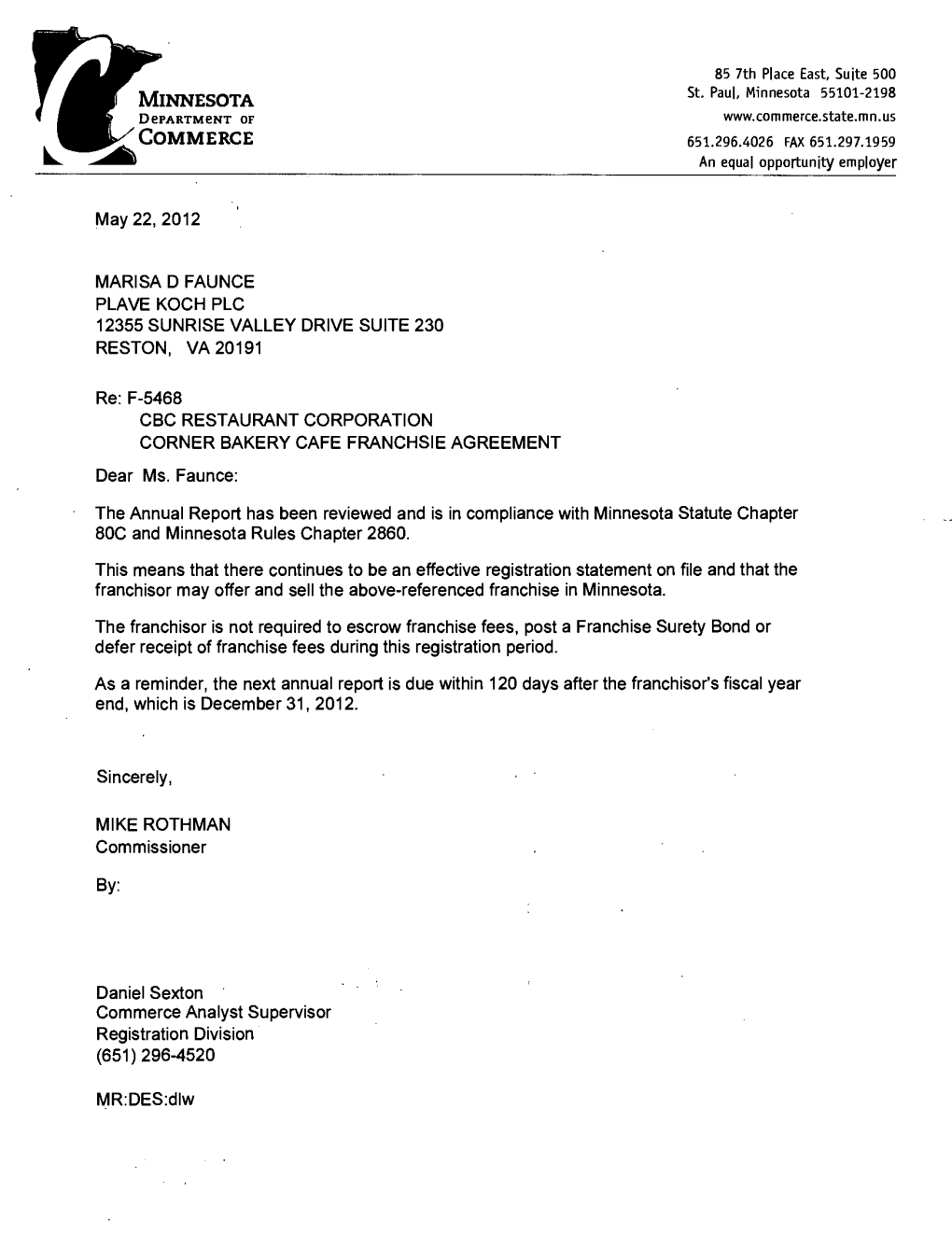 Corner Bakery Cafe Franchise Disclosure Document 2012.Pdf