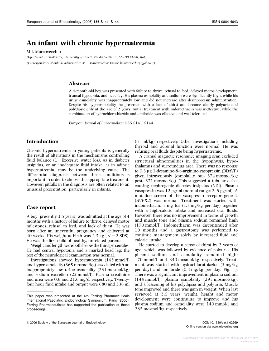 An Infant with Chronic Hypernatremia