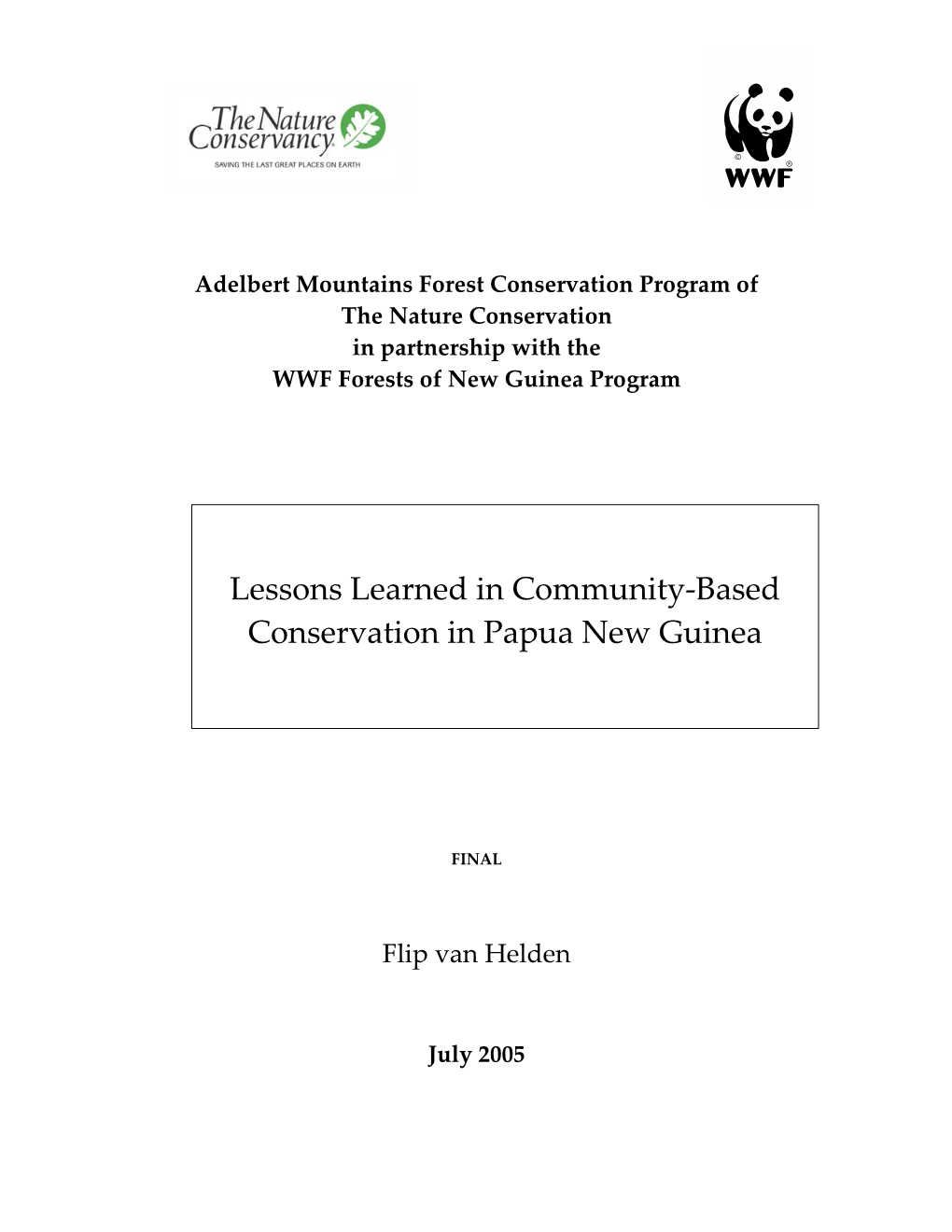 Lessons Learned in Community-Based Conservation In