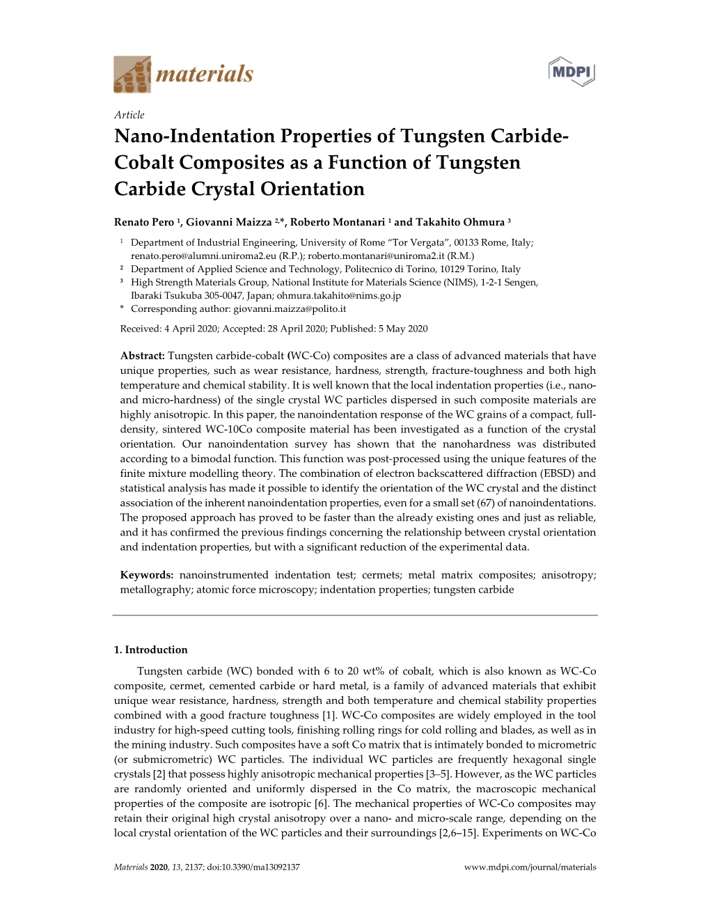 Cobalt Composites As a Function of Tungsten Carbide Crystal Orientation