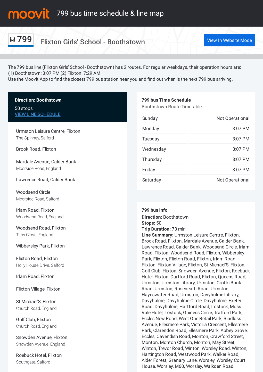 799 Bus Time Schedule & Line Route