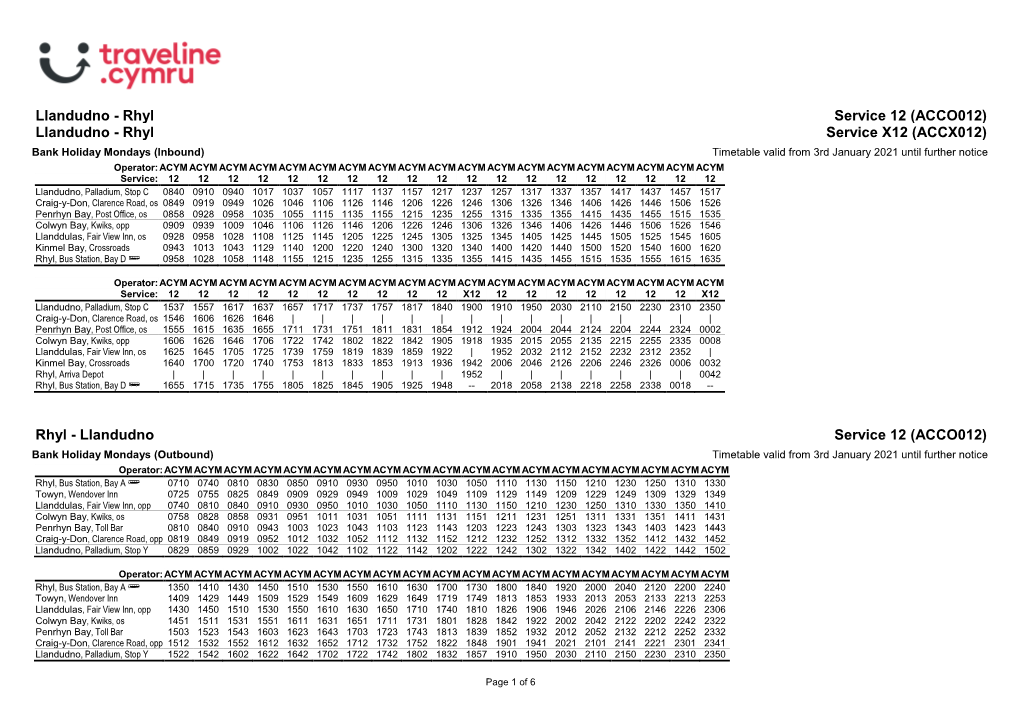 Timetable 012ACC8