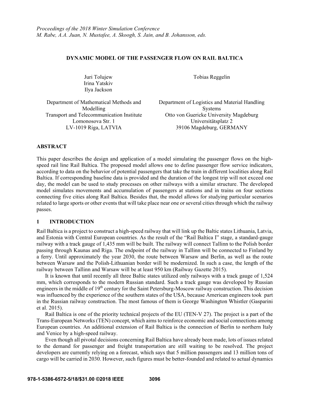 Dynamic Model of the Passenger Flow on Rail Baltica