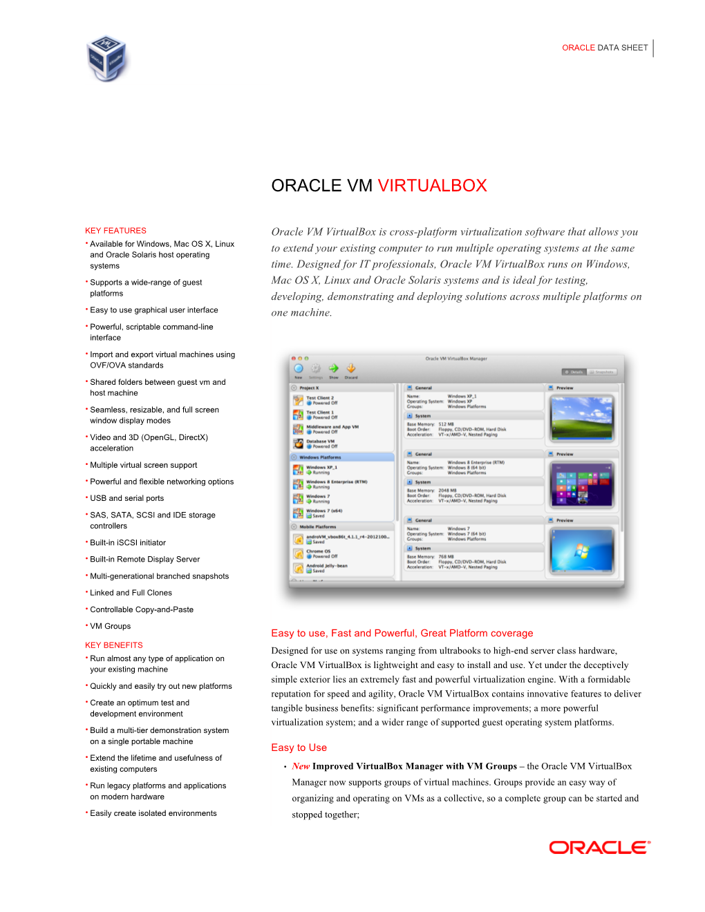 Oracle VM Virtualbox Data Sheet