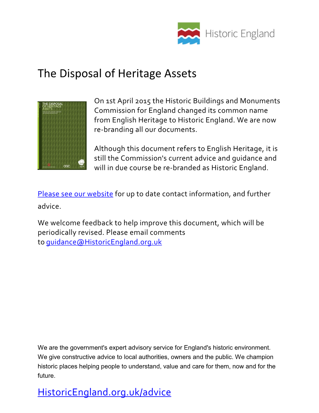 The Disposal of Heritage Assets