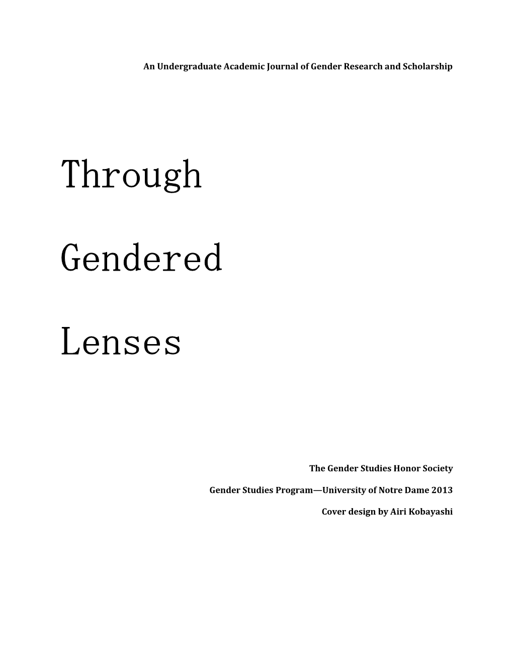 Through Gendered Lenses