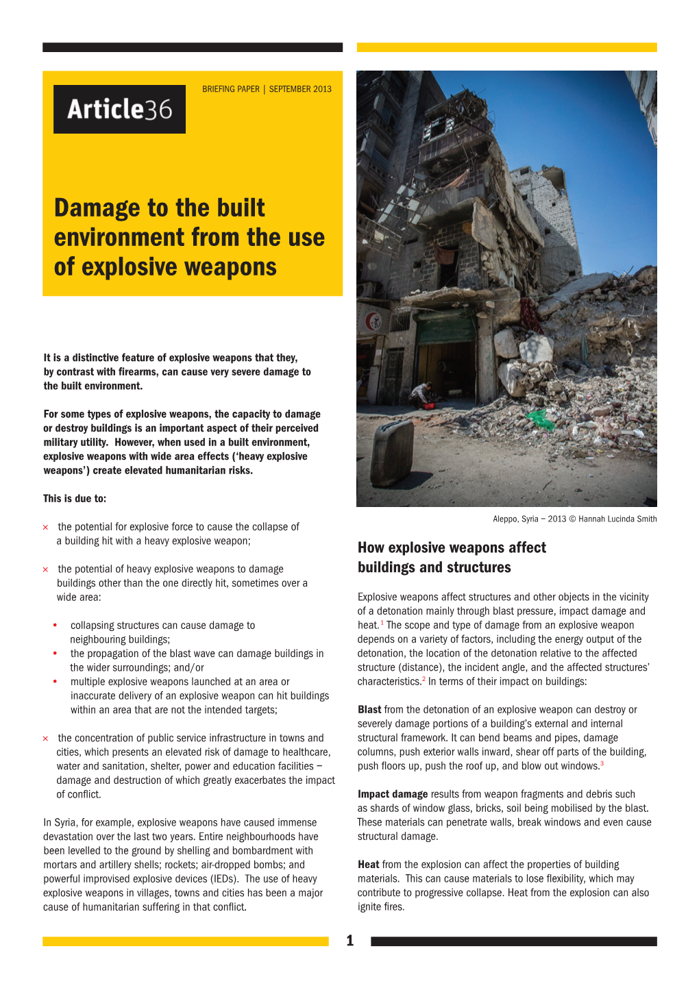 Damage to the Built Environment from the Use of Explosive Weapons