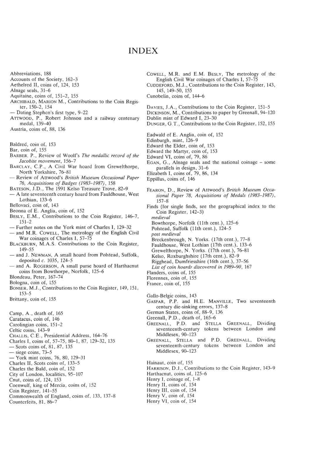 Abbreviations, 188 Accounts of the Society, 162-3 Aethelred II, Coins Of