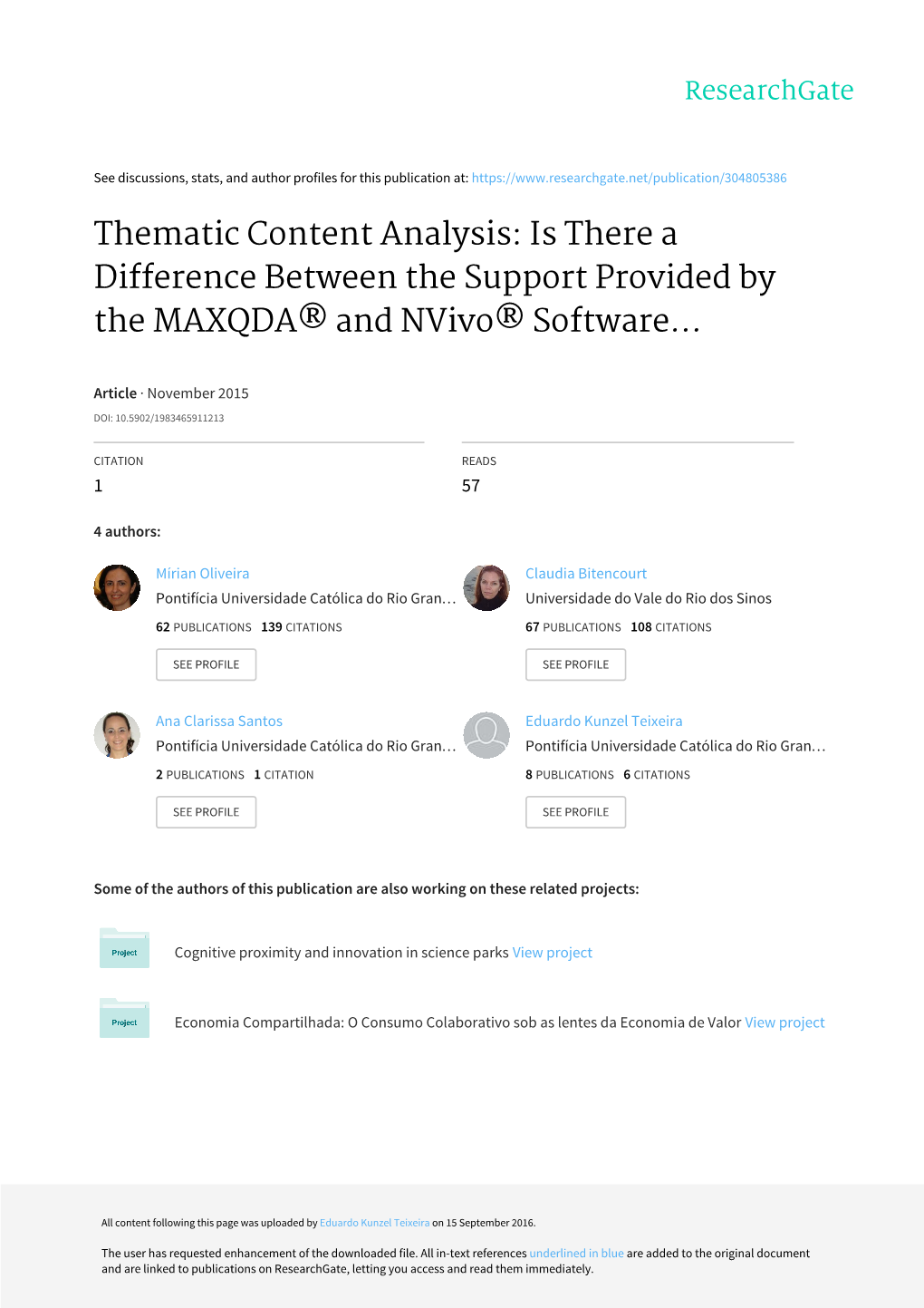 Thematic Content Analysis: Is There a Difference Between the Support Provided by the MAXQDA® and Nvivo® Software