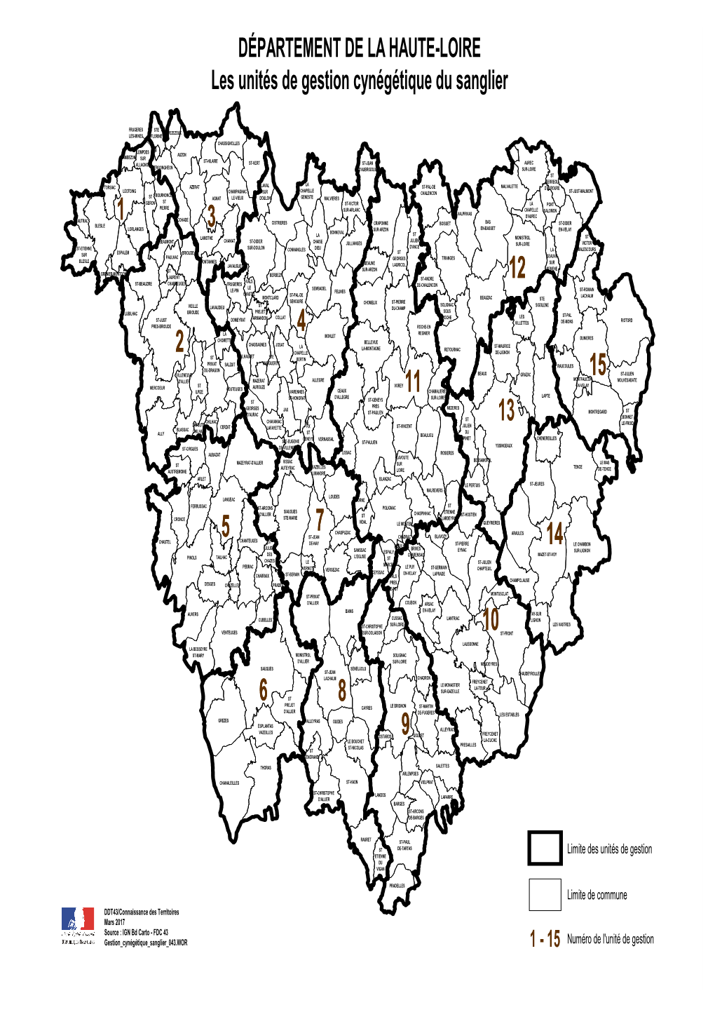 DÉPARTEMENT DE LA HAUTE-LOIRE Les Unités De Gestion Cynégétique Du Sanglier