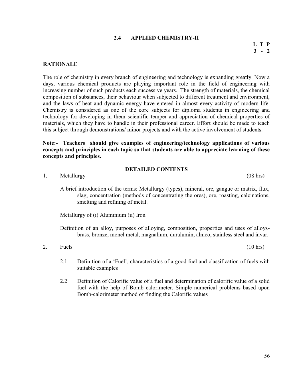 Applied Chemistry-Ii L T P 3 - 2