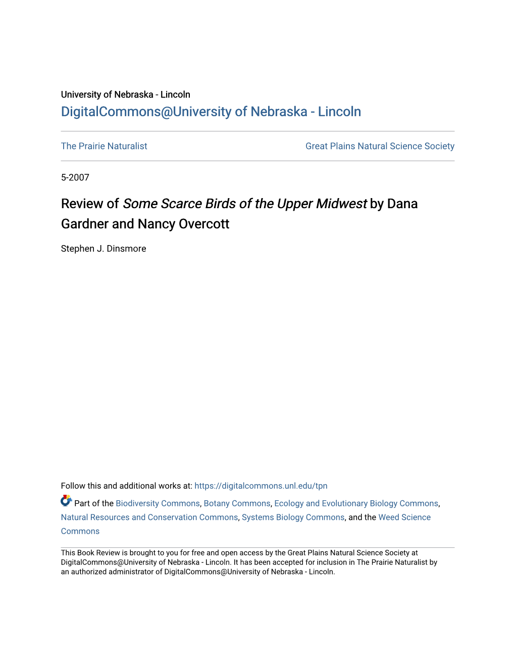 Review of <I>Some Scarce Birds of the Upper Midwest</I> by Dana