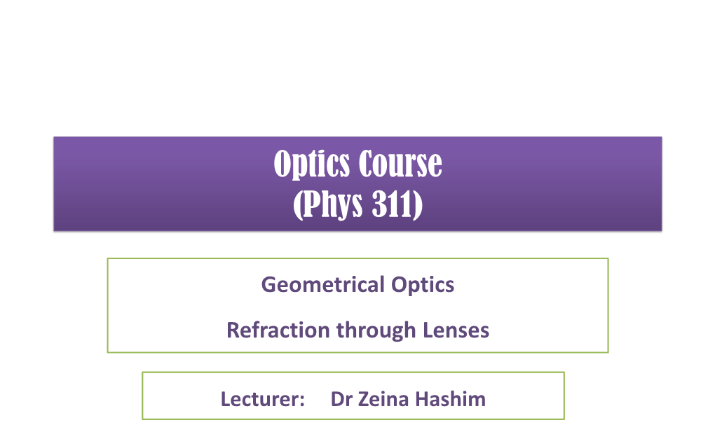 Optics Course (Phys 311)