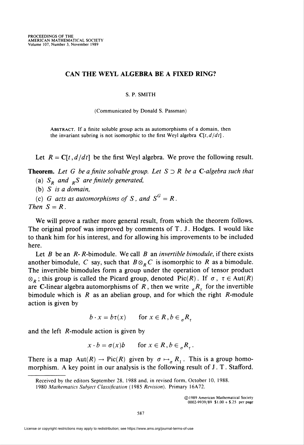 Can the Weyl Algebra Be a Fixed Ring?