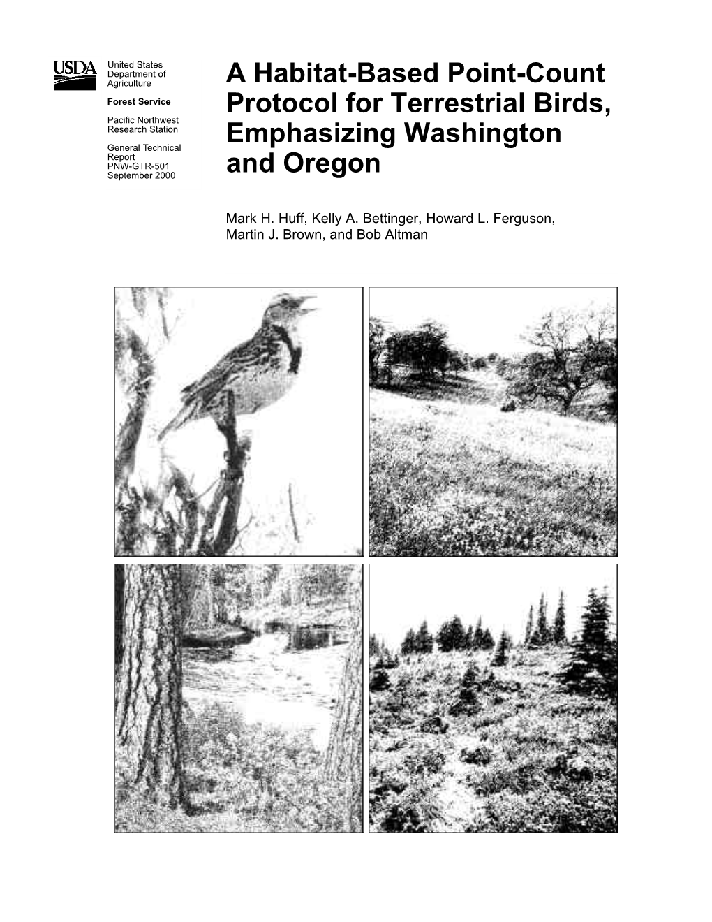 A Habitat-Based Point-Count Protocol for Terrestrial Birds, Emphasizing Washington and Oregon