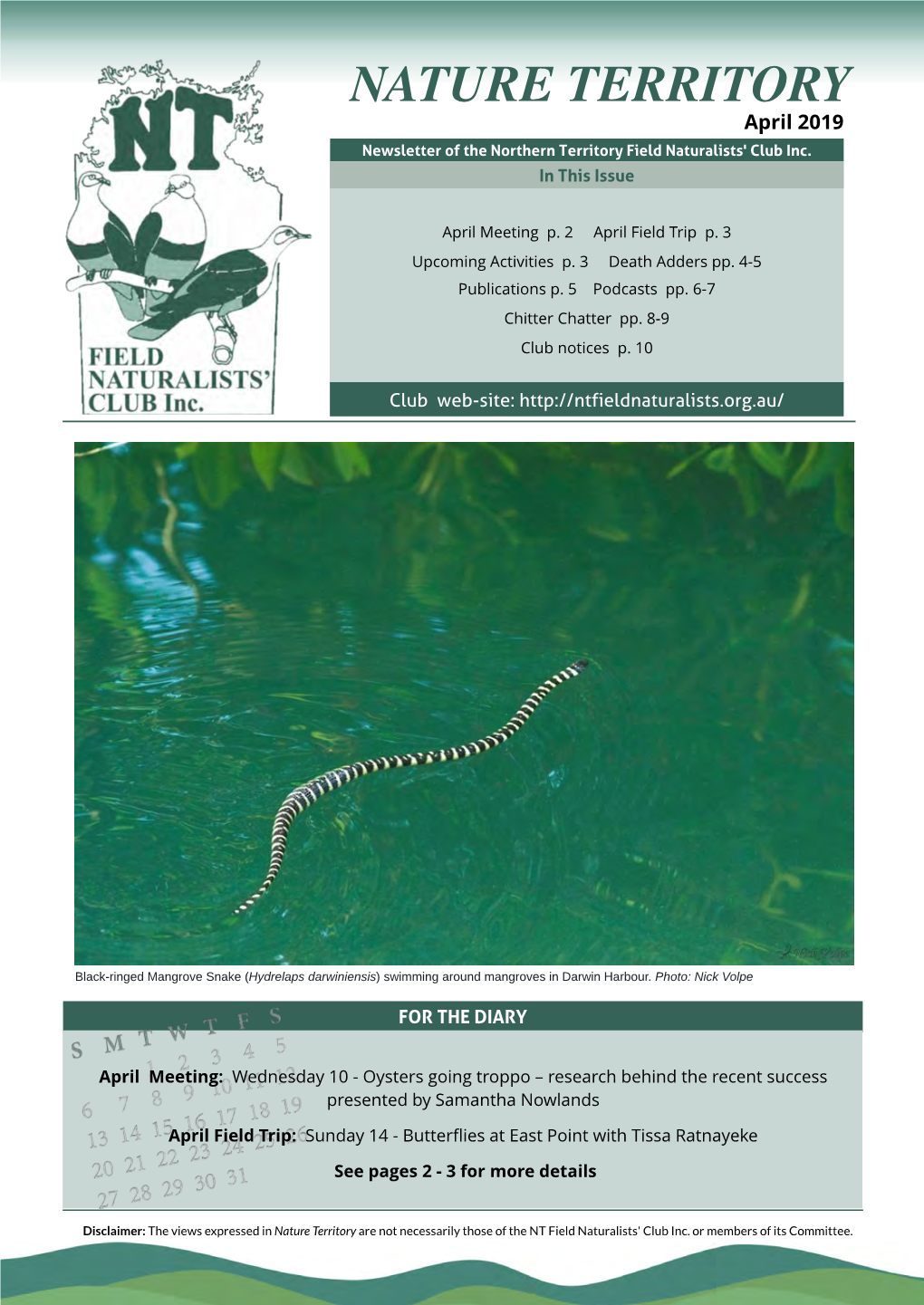 NATURE TERRITORY April 2019 Newsletter of the Northern Territory Field Naturalists' Club Inc