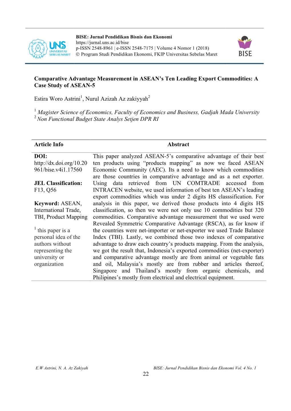 22 Comparative Advantage Measurement in ASEAN's Ten