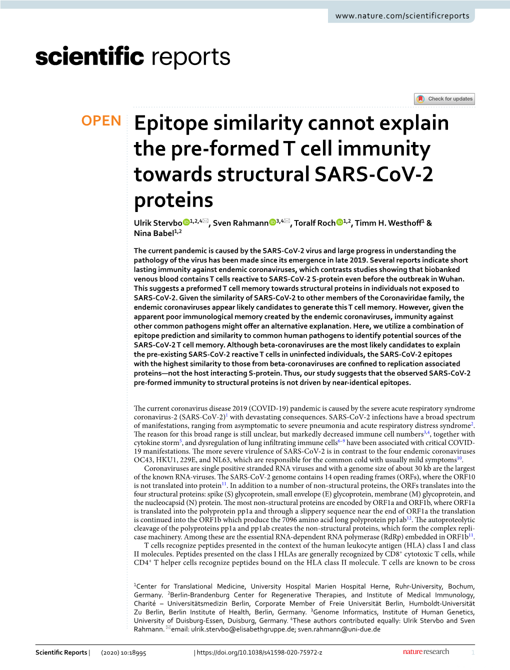 Epitope Similarity Cannot Explain the Pre-Formed T Cell Immunity