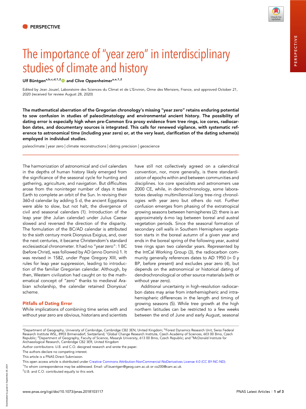 “Year Zero” in Interdisciplinary Studies of Climate and History