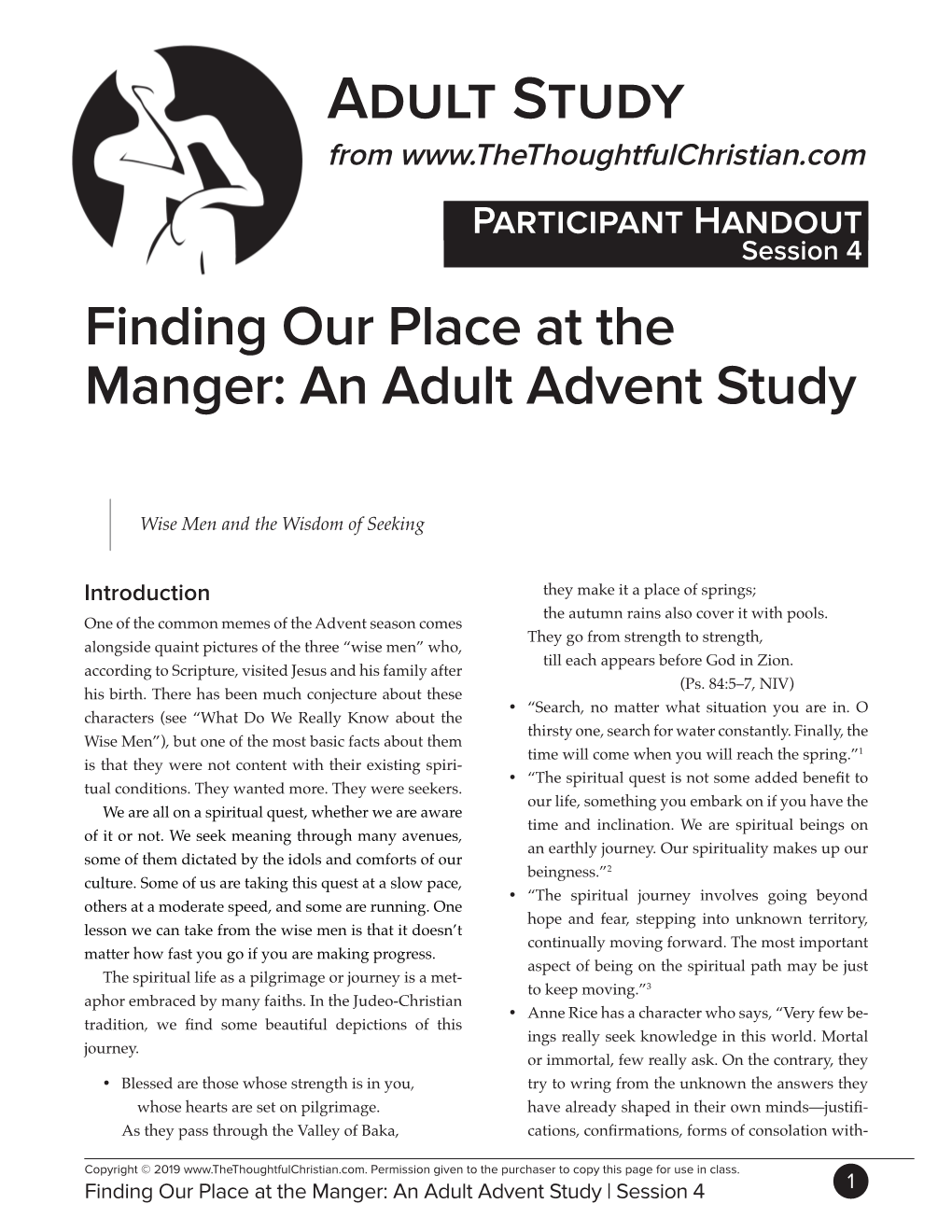 Finding Our Place at the Manger-An Adult Advent Study Session