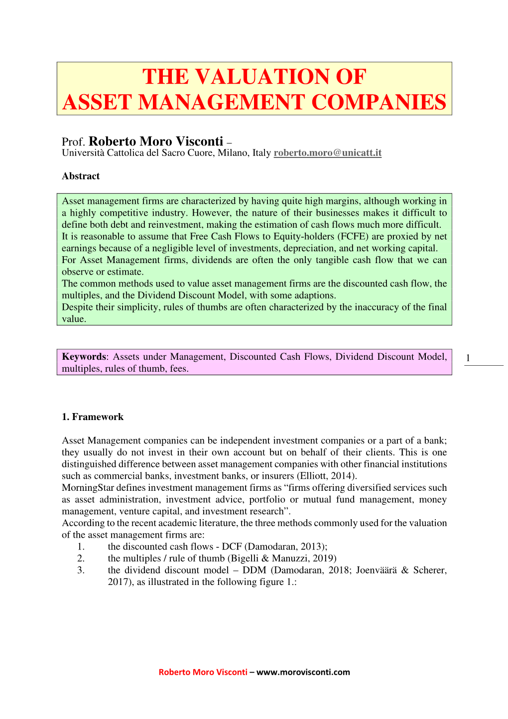 Asset Management Companies Valuation