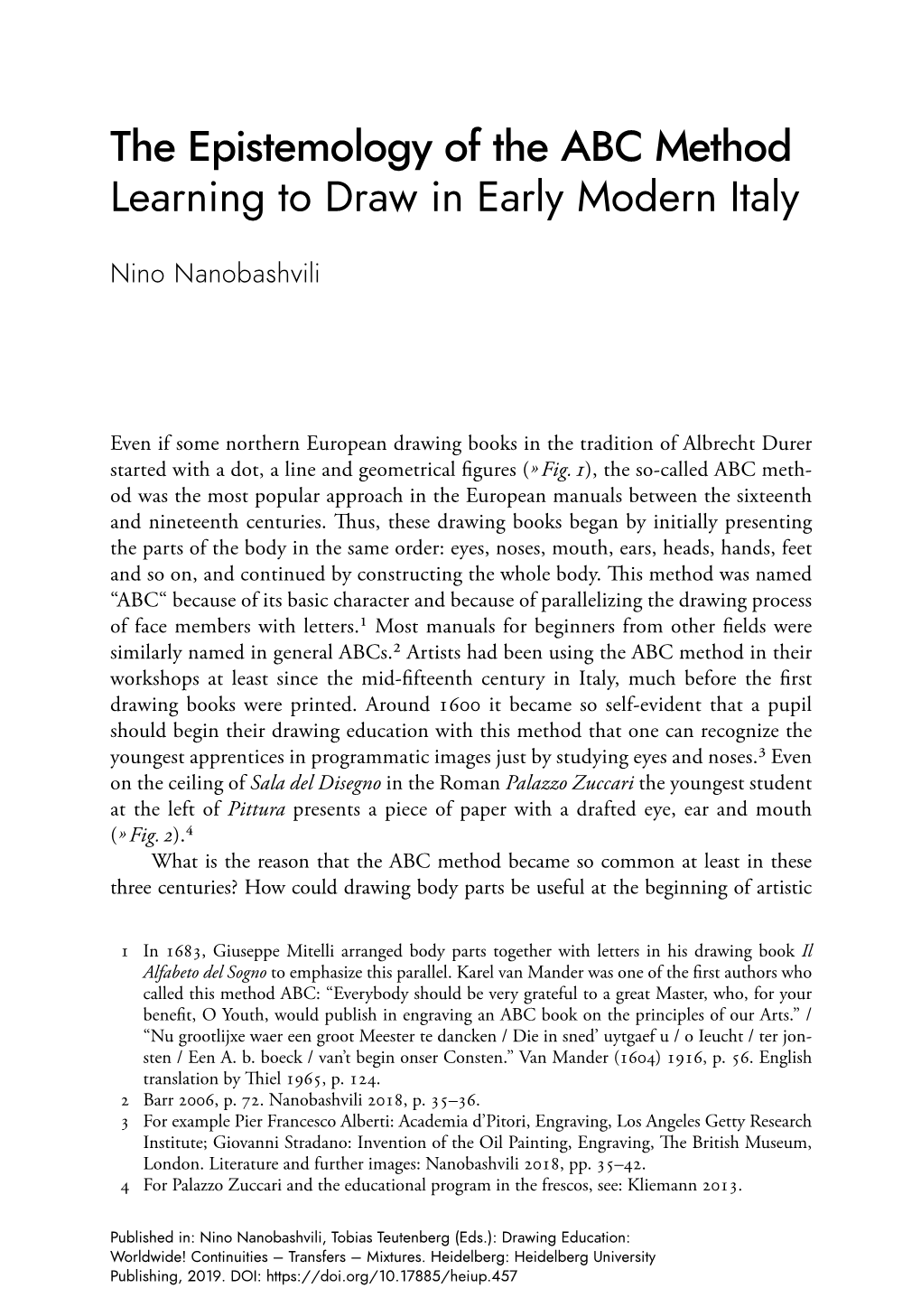 The Epistemology of the ABC Method Learning to Draw in Early Modern Italy