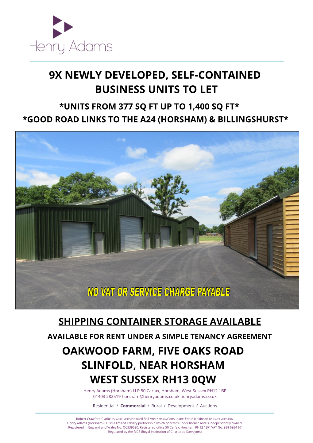 9X Newly Developed, Self-Contained Business Units to Let Oakwood Farm, Five Oaks Road Slinfold, Near Horsham West Sussex Rh13