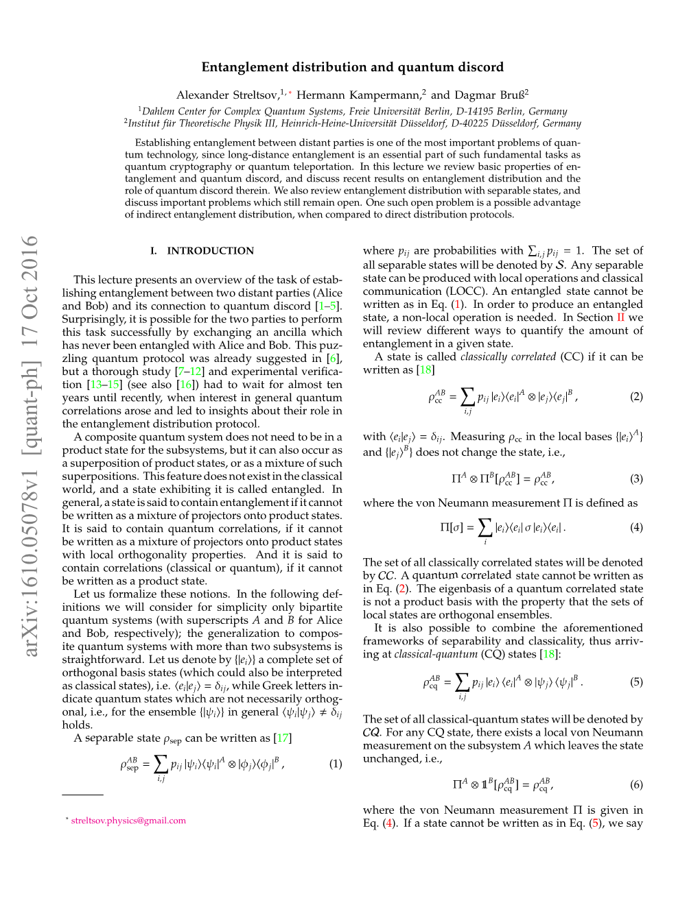 Entanglement Distribution and Quantum Discord