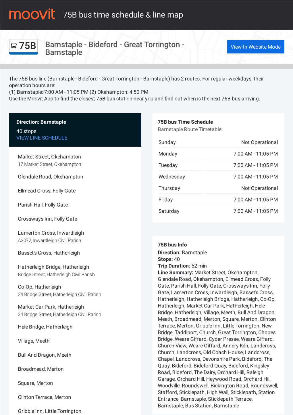 75B Bus Time Schedule & Line Route