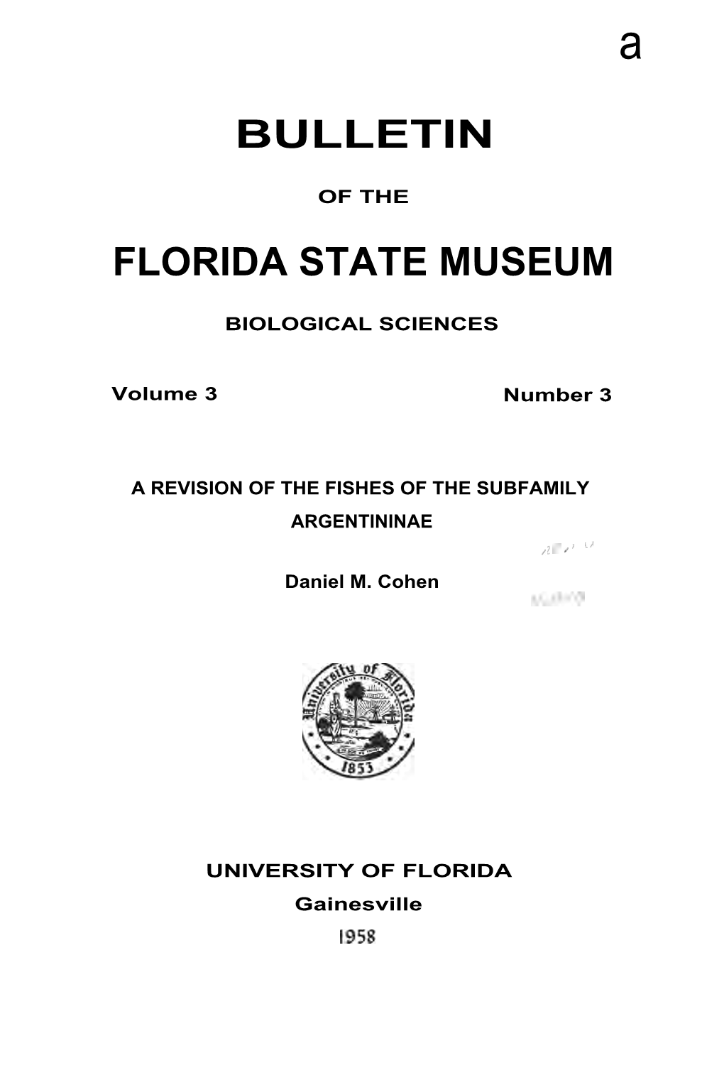 BULLETIN FLORIDA STATE MUSEUM Vol