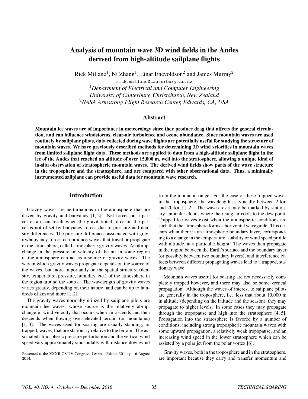 Analysis of Mountain Wave 3D Wind Fields in the Andes Derived From