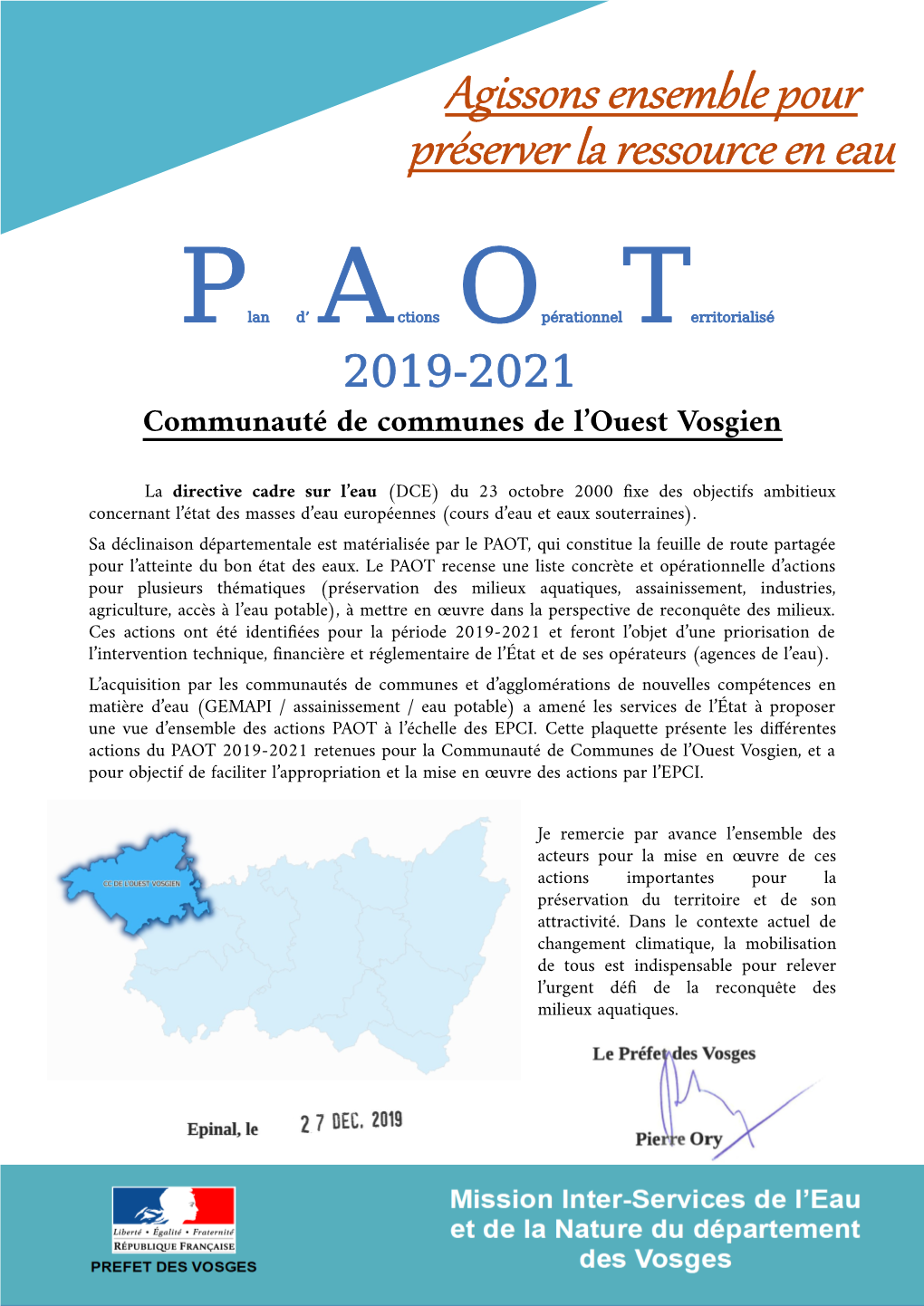 Plan D'action Opérationnel Territorialisé De L'ouest Vosgien