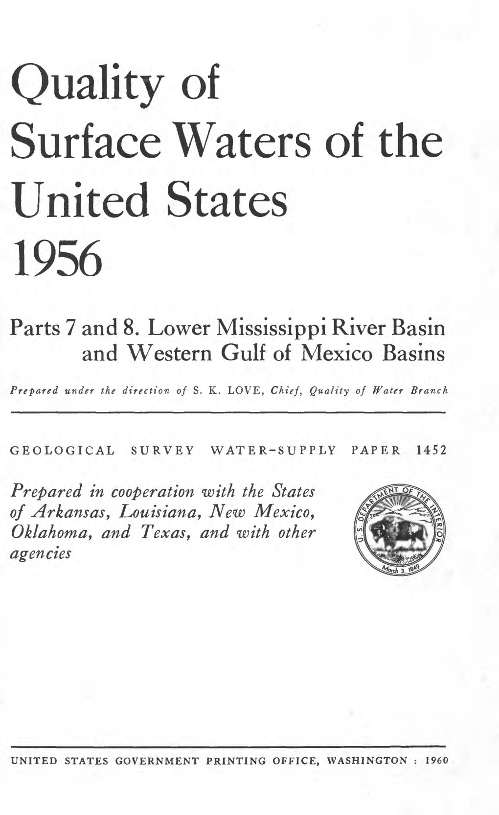 Quality of Surface Waters of the United States 1956