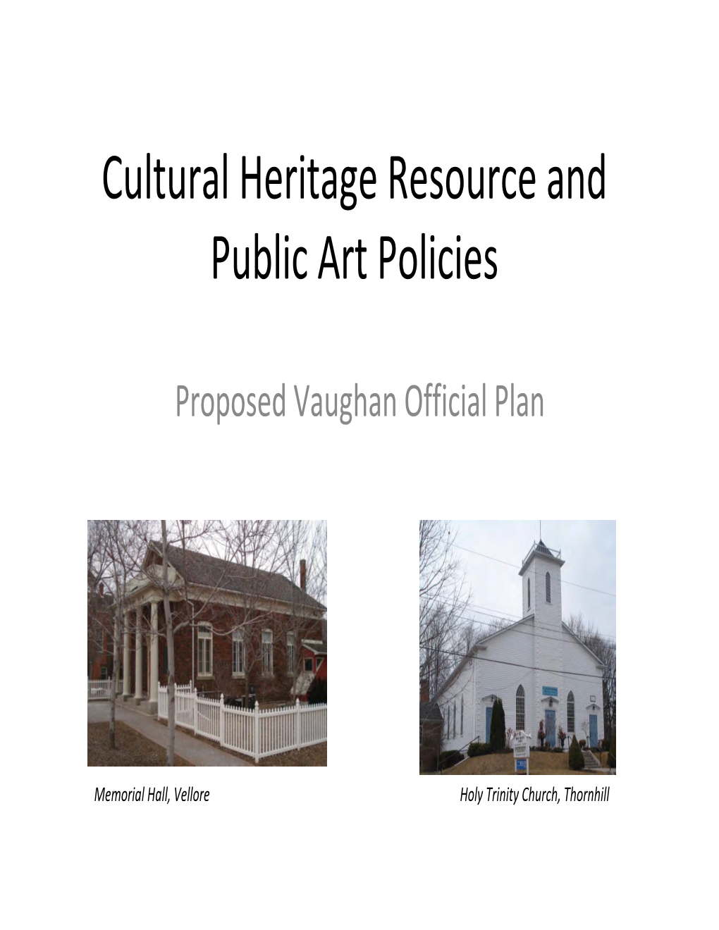 Cultural Heritage Resource and Public Art Policies