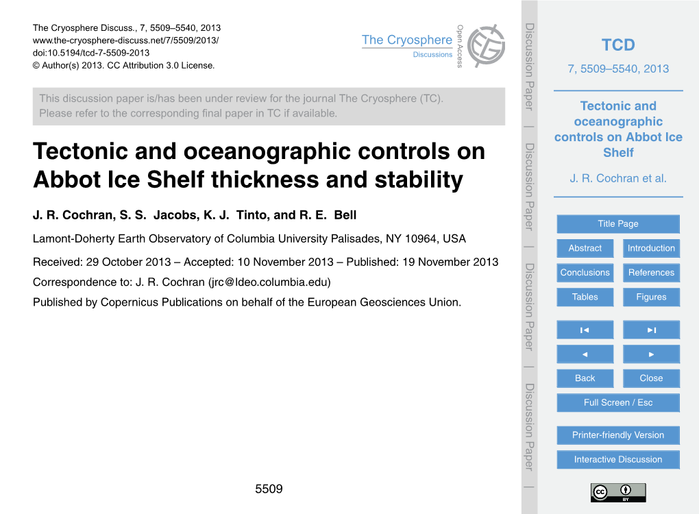 Tectonic and Oceanographic Controls on Abbot Ice Shelf