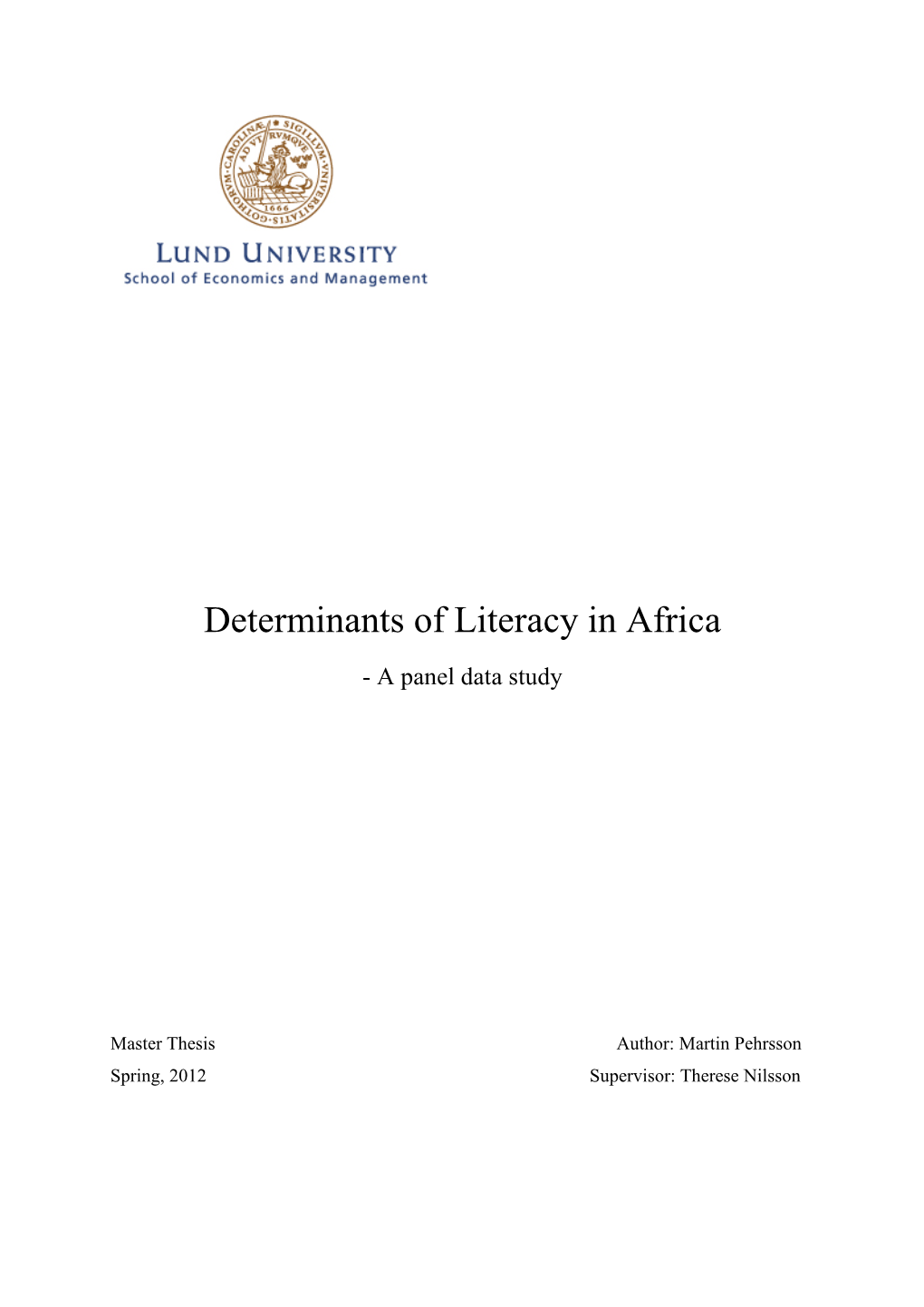 Determinants of Literacy in Africa - a Panel Data Study