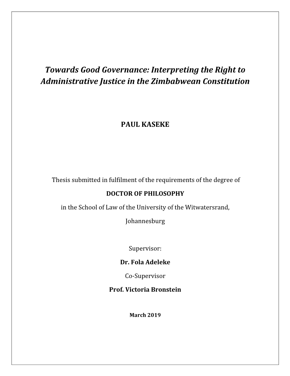 Interpreting the Right to Administrative Justice in the Zimbabwean Constitution