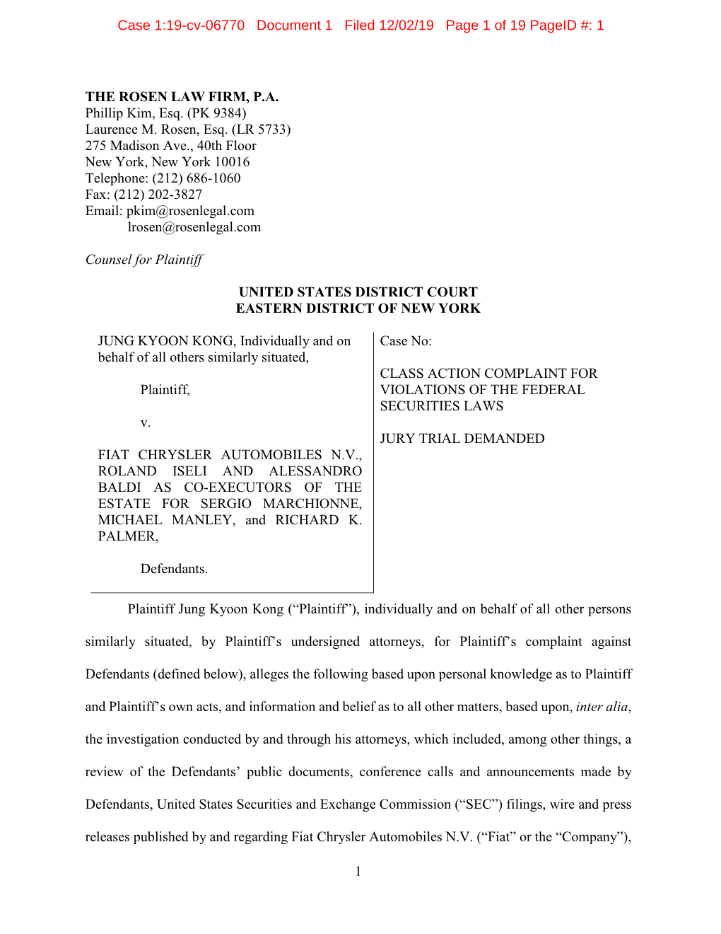 Case 1:19-Cv-06770 Document 1 Filed 12/02/19 Page 1 of 19 Pageid #: 1