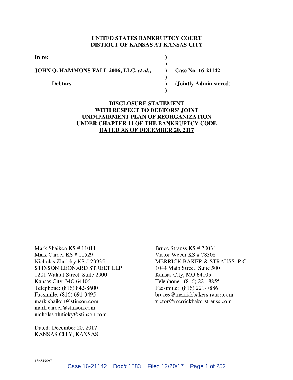 JOHN Q. HAMMONS FALL 2006, LLC, Et Al., Debtors