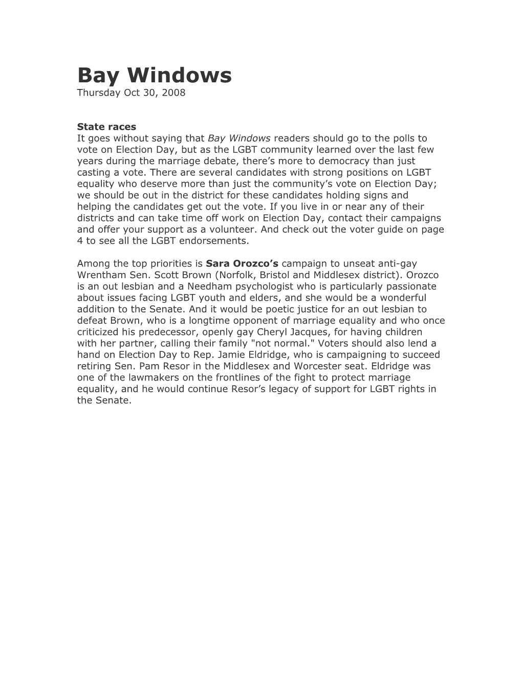Bay Windows Thursday Oct 30, 2008