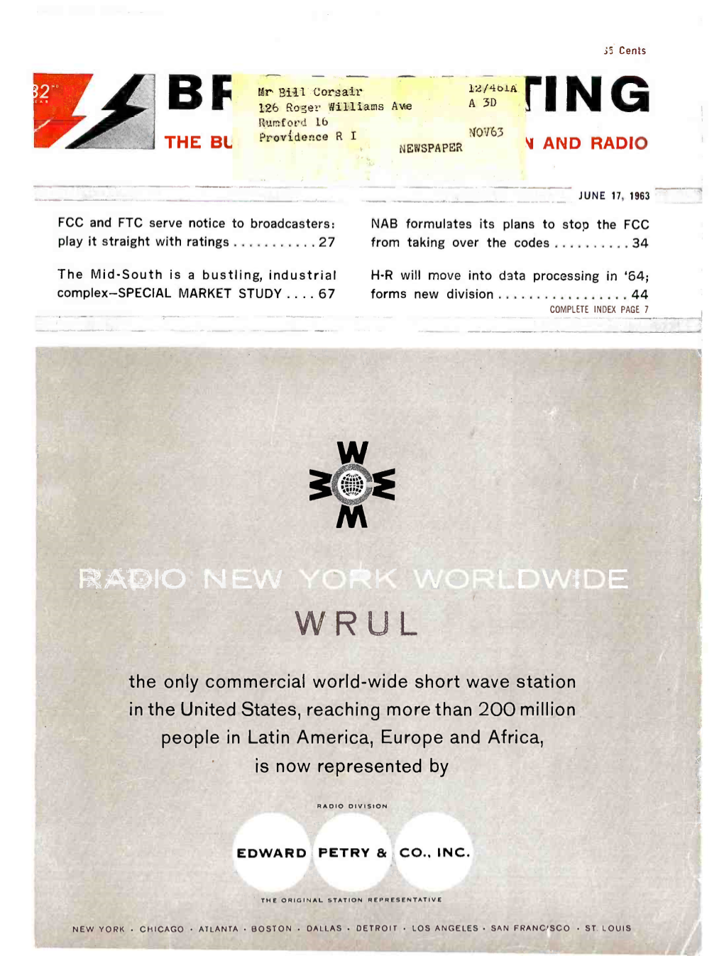 The Only Commercial World -Wide Short Wave Station