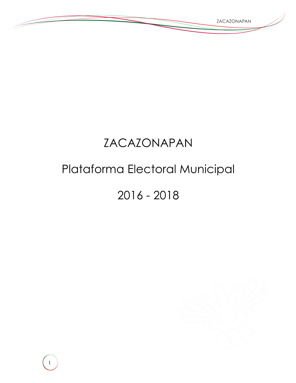 ZACAZONAPAN Plataforma Electoral Municipal 2016