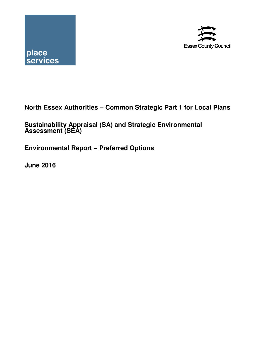 Common Strategic Part 1 for Local Plans Sustainability Appraisal