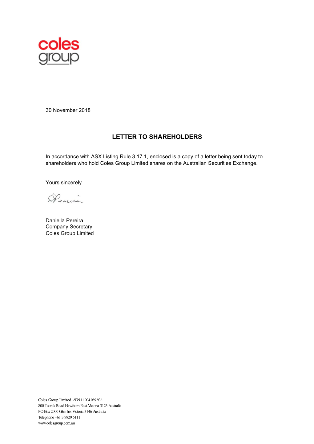 Letter to Shareholders