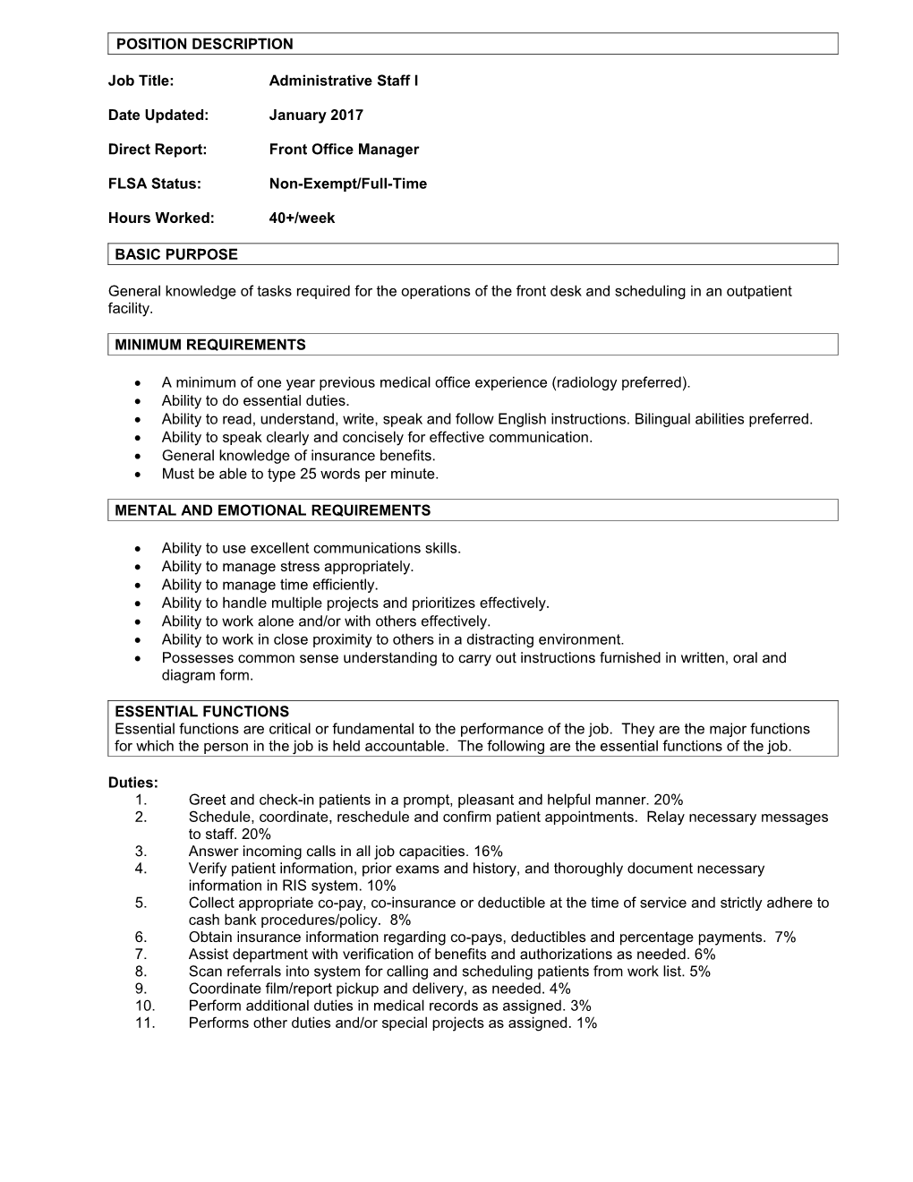 Job Description and Performance Standards s1